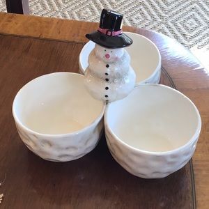 Holiday snowman dish/server